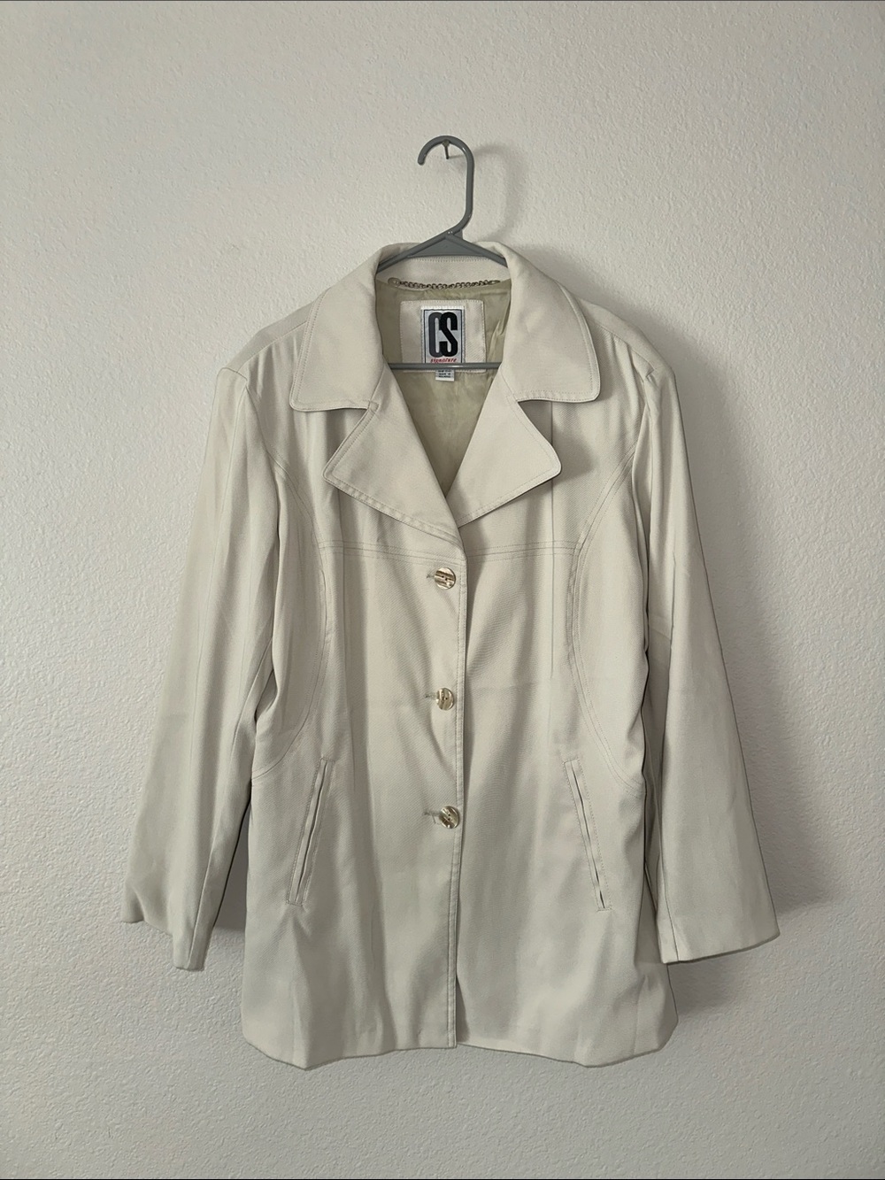 CS Signature Women’s Cream Trench Coat Jacket Size Large